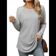 thumbnail image 2 of Blusas Tipo Túnica A Rayas para Mujer, Camisas Casuales de Larga, Jersey de Cuello Redondo. Gris XXL, 2 of 9