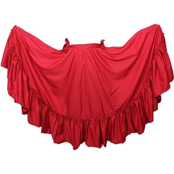 Girls Skirt Practice Folklorico Mexican Flamenco Falda Doble Vuelo Mexico 20" Long Red