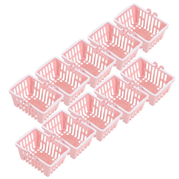 ETHZZLE 10Pcs Plastic Mini Basket Pink for Decoration and Kids Toys in Easter