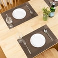 thumbnail image 5 of Placemats Set of 4, Place Mats with Heat Stain Scratch Resistant for Indoor/Outdoor Use, Easy to Cleaning Washable Woven Table Mats - Dark coffee, 5 of 6