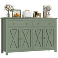 thumbnail image 6 of Homfa 55.1W'' 4-Doors 2-Drawers Farmhouse Storage Cabinet, Wood Sideboard with Adjustable Shelves for Kitchen Dining Room, Green, 6 of 7