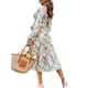 thumbnail image 3 of TRKIYQC Vestido de Mujer, Estampado Floral Cuello Cuadrado Cuello Barco Manga Larga Una Pieza con Cinturón para Primavera Verano TRKIYQC moda, 3 of 7