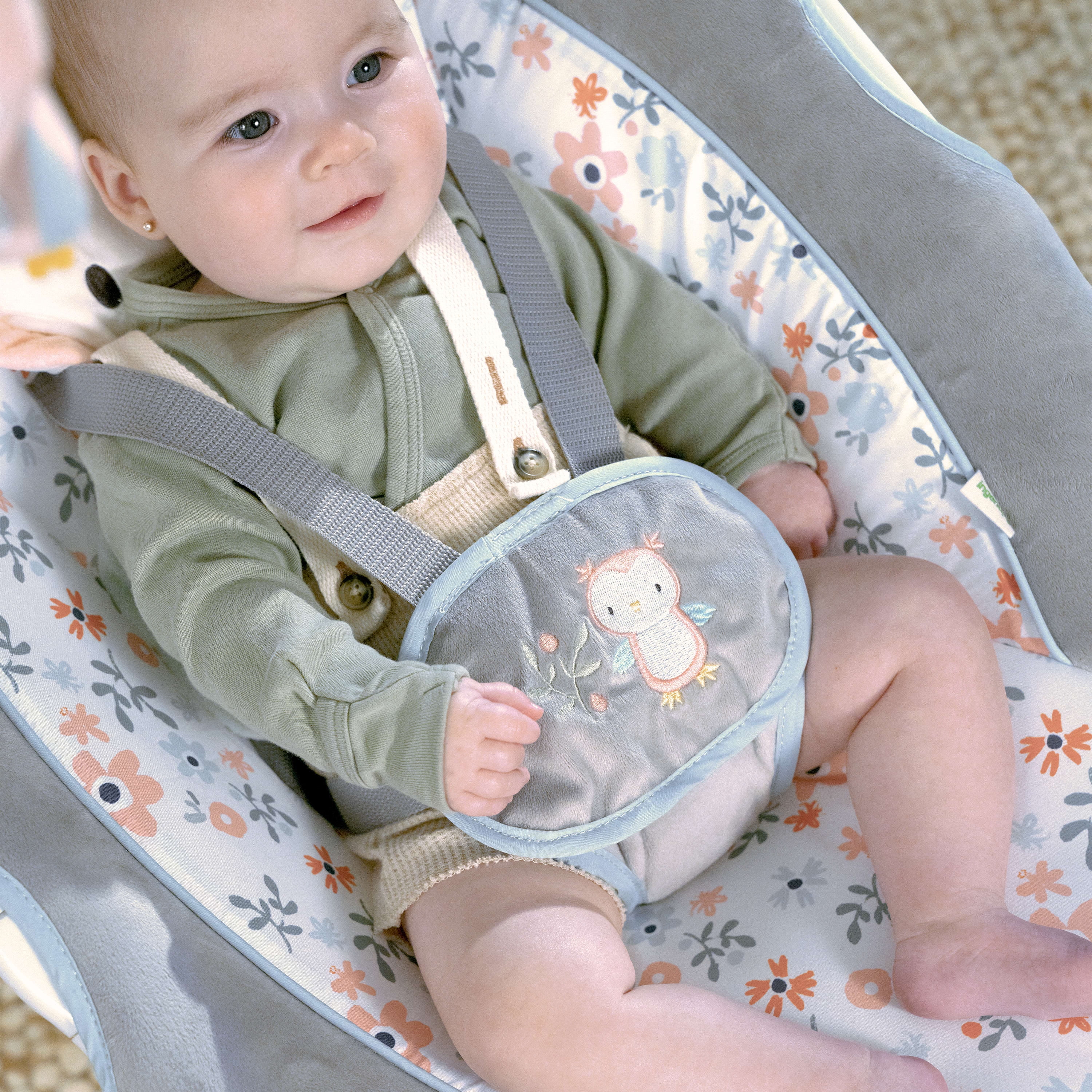 Ingenuity InLighten 5-Speed Baby Swing - Swivel Infant Seat, 5 Point Safety  Harness, Nature Sounds, Lights - Nally Owl