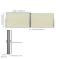 thumbnail image 3 of Outsunny Double Retractable Side Awning 236" x 63" Patio Screen Cream White, 3 of 10
