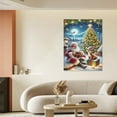 thumbnail image 6 of Vintage Christmas Cute Santa Claus and Elk Wall Art Paint Framed - Retro Xmas Festive Winter Holiday Christmas Wall Decor Canvas Print for Living Room Kitchen Bathroom Home Bedroom Decor, 6 of 9