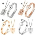 thumbnail image 7 of Love Heart Lock Bangle Bracelet & Key Pendant Lover Necklace Set, 7 of 7