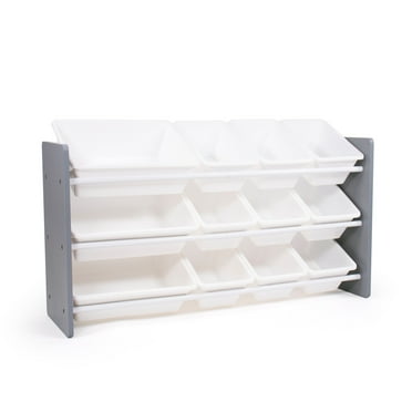 Humble Crew Inspire Toy Storage Organizer with 12 Plastic Storage Bins, Grey/White