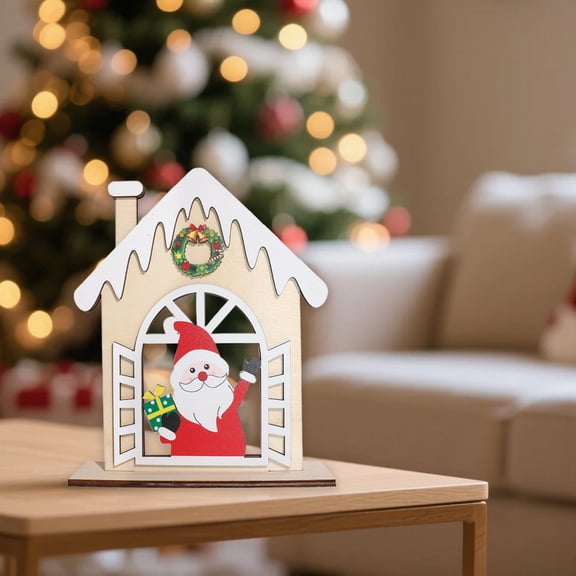 Fmbmuo White Christmas Village Sets 1 pcs House Miniature Wood Christmas Ornaments， Heartwarming Traditional Decor for Entryway Table Decor