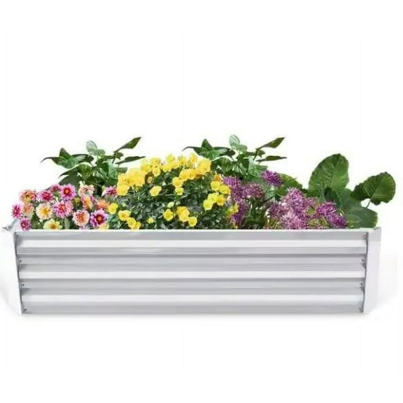 3 ft. x 3 ft. Silver Planting Bed Raised Garden Bed Metal Garden Beds for Vegetable Flower Bed Kit