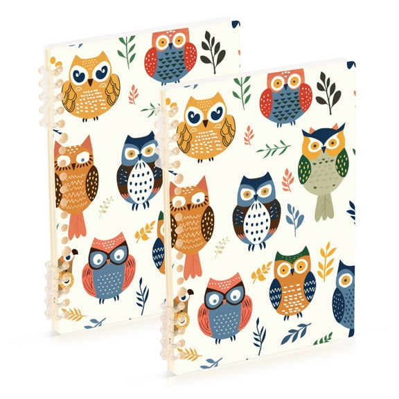 joogoo Spiral Journal Notebook Cute Owl Pattern College Ruled Notebooks 8.3" x 5.7" 2 PCs