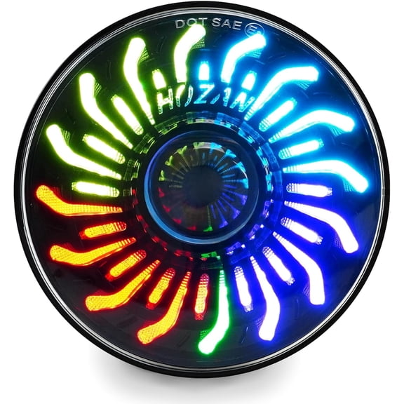 NKCELL POWER, 60W, RGB, 5.75 Inch, Chrysanthemum Petal LED Motorcycle Light fits 883 Iron Sportster Dyna Street Bob Low Rider Softail Springer