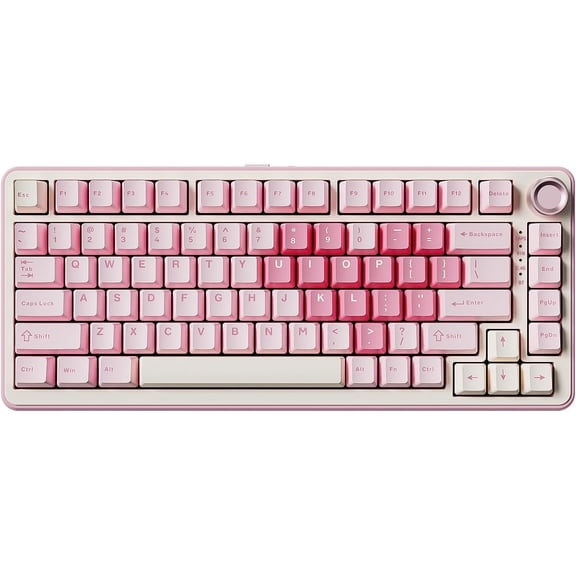 B75 PRO Wireless Mechanical Keyboard,75% Layout with Knob,Hot Swap Gasket Custom Structure,Creamy Pre-lubed Switches,RGB Backlit,Bluetooth/Type-C/2.4G for Win/Mac(Cocoa Cream V2 Switch,Pink)