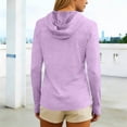 thumbnail image 6 of Women's UPF 50+ Sun Protection Hoodie Shirts Casual Quick-drying Long Sleeve Plus Size Light Tees for Fishing Hiking Going Out Purple 2XL, 6 of 6