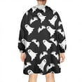 thumbnail image 2 of Wearable Oversized Blanket,Black Halloween Ghosts and Bats Wearable Blanket Hoodie for Adults,Cozy Hooded Blankets with Super Pockets,Super Warm Fuzzy Pullover for Women & Men, 2 of 6