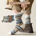 thumbnail image 4 of 3 Pairs Womens Men Vintage Cozy Crew Socks Soft Cute Neutral Cotton Socks Exquisite Patterns Socks Gift, 4 of 10