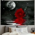 thumbnail image 2 of Nawypu Red Rose Tapestry Rose Flower Under Moon Black Starry Sky Reflection on Water Blossom Floral Romantic Home Decor Wall Hanging Art for Living Room Bedroom Dorm, 2 of 6