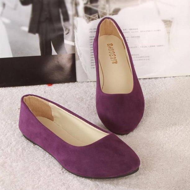 Mujer Ballet Dolly Pumps Flat Slip On Mocasines Zapatos de gamuza