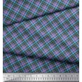 thumbnail image 3 of Soimoi Japan Crepe Satin Fabric Diagonal Check Decor Fabric Printed Yard 42 Inch Wide, 3 of 3