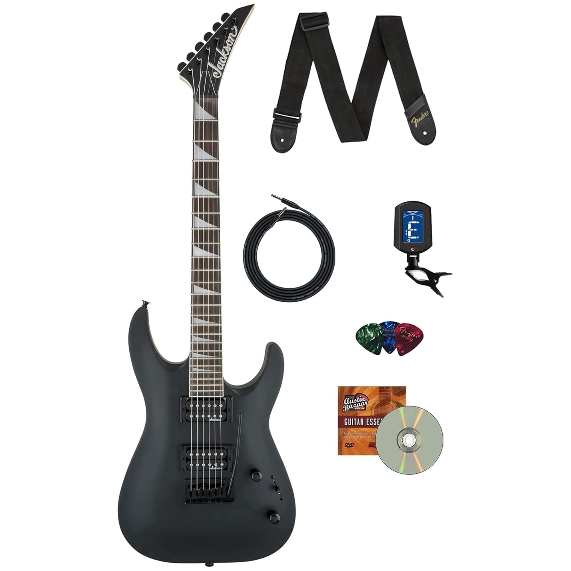 Jackson Dinky Arch Top JS22 DKA Electric Guitar - Satin Black w/ Instrument Cable