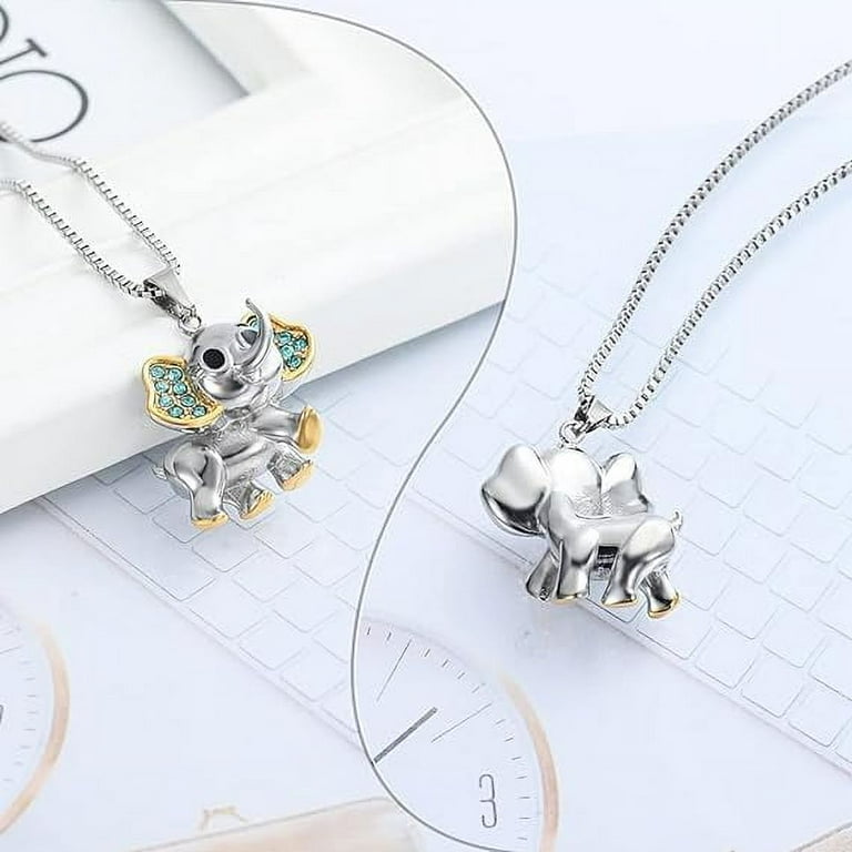 Cremation Jewelry Necklace - Elephant Urn Pendant For Human Or Pet Ashes Keepsake
