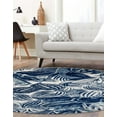 thumbnail image 3 of Rugs.com Blossom Collection Rug – 5 Ft Round Navy Blue Medium Rug Perfect For Kitchens, Dining Rooms, 3 of 9