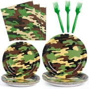 Camo Commando Party Pack - Complete Army Themed Supplies for 24 Guests! Includes Plates, Napkins, and Decorations - 96 Pieces in Total!
