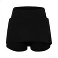 thumbnail image 3 of FASHOFT Tennis Skirt For Women Solid Color Elastic Waist Double Layer Skort With Outer Pockets Casual For Gym And Daily Use Womens Athletic Skirts Black, 3 of 4