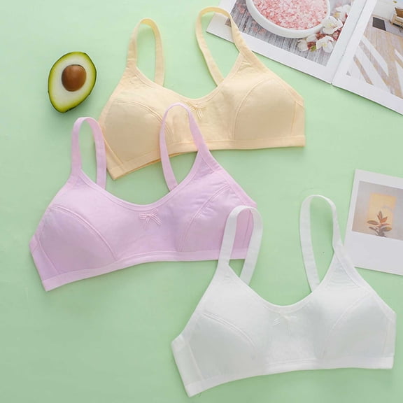 LRen Girls Sports Bras 10-12 Stretchable Sports Bras Girls Seamless Camisole Solid Color Bralette with Built-In Pads Teen Yoga Crop Top