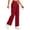 Wine, variant on CHGBMOK Linen Pants for Women Drawstring High Waisted Wide Leg Pants Casual Loose Fit Trousers