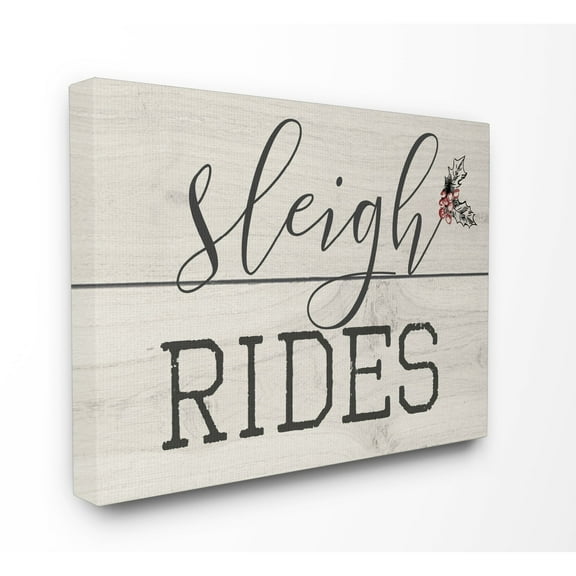 Stupell Sleigh Rides Vintage Christmas Sign Stretched Canvas Wall Art 24 x 30