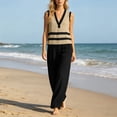 thumbnail image 4 of BRELIL Women Two Piece Sets Summer V Neck Sleeveless Tank Top Wide Leg Pants Casual Lounge Matching Outfits Beach Vacation Travel Loose Solid Basic Tracksuit, Black S, 4 of 8
