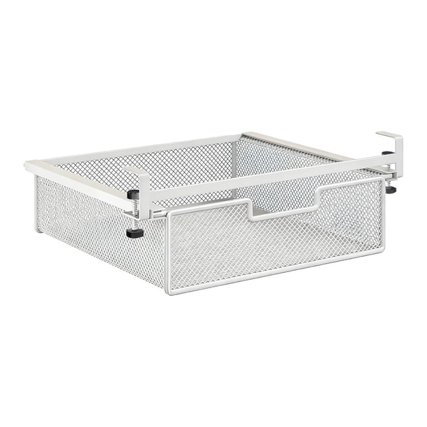 Cesta de almacenamiento invisible para debajo del cajón, caja de almacenamiento, accesorios de oficina, deslizante Blanco M