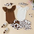 thumbnail image 4 of Fortune 2pcs Baby Girl Summer Sleeveless Lace Ribbed Jumpsuit and Ruffled Shorts, 4 of 8
