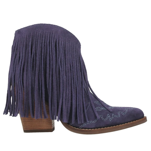 Dingo  Womens Tangles Fringe Snip Toe Pull On  Casual Boots   Ankle High Heel 3" & Up