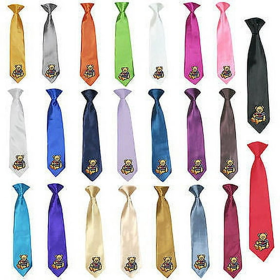 Stain Solid 23 Color Clip-on Nautical Bear Necktie Boys Formal Suits Newborn - 7