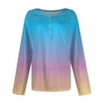 thumbnail image 5 of Womens Tops Women's Fashion Casual Gradient Printed V-Neck Long Sleeve Button T-Shirt Top, 5 of 5