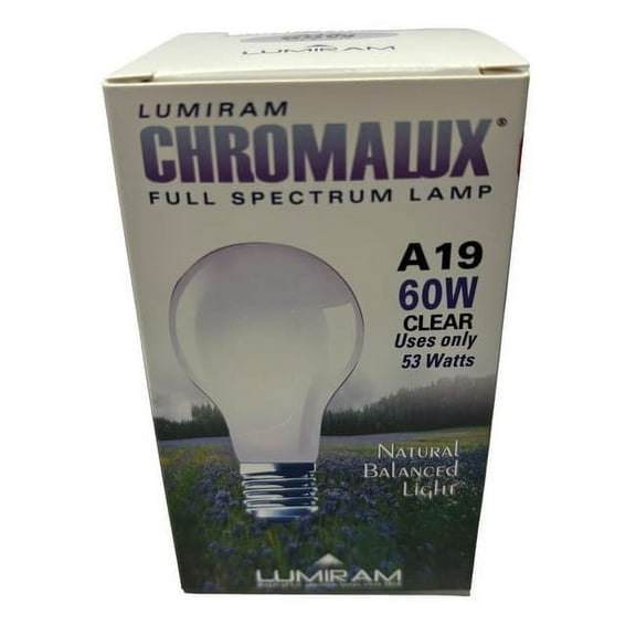 Chromalux Full Spectrum Light Bulb - A19 60W Clear 60 Watt 1 Unit