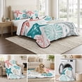 thumbnail image 6 of Twin Quilt Set 68''x86'', Red Teal Starfish Coastal Lightweight Summer Bedspread Coverlet Set with 2 Pillow Shams, Summer Beach Nautical Coral Sea Breathable All Season Quilt Bedding for Dorm/Bedroom, 6 of 9