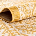 thumbnail image 3 of Rugs.com Outdoor Aztec Collection Rug – 3 Ft Round Yellow Flatweave Rug Perfect For Kitchens, Dining Rooms, 3 of 6