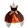 thumbnail image 2 of Toddler Girls Pumpkin Costume Dress with Candy Bag Halloween Outfits, 3-7 Year, 2 of 7