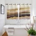 thumbnail image 3 of Marble Brown Gold Kitchen Curtains Short 45 Inch Length, Abstract Watercolor Geometric Rock Grommet Top Bedroom Living Room Curtains, Light Filtering Cafe Curtain Drapes 2 Panels Set 84''x45'', 3 of 9