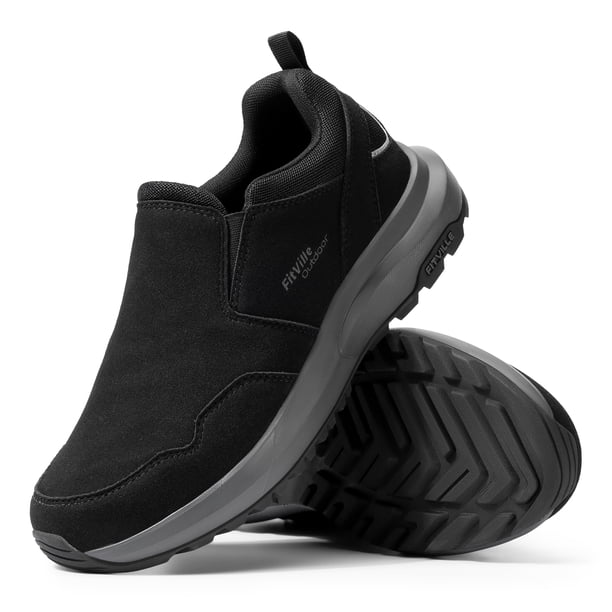 FitVille Zapatos para hombre, mocasines anchos y cómodos para caminar y senderismo, zapatillas con soporte para el arco