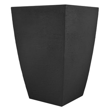Tusco Products Modern 19 Inch Molded Plastic Square Planter, Black