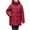 Red, variant on HAPIMO Women Quilted Coat Midi Length Long Sleeve Puffer Jacket Solid Detachable Hooded Padded Coats Thick Warm Winter Outerwear Pockets Button Cotton Black L