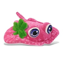 DolliBu Pink Stingray Stuffed Animal with Green Plush Shamrock, Cute Green Shamrock Plush, Fun St Patricks Day Stuffed Animal Stingray, Good Luck St Patricks Day Toys for Kids, Baby - 10 Inches