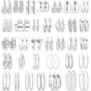 POFO Gold Hoop Earrings Set For Women Trendy Multipack,Hypoallergenic Big Medium And Small Chunky Pearl Twisted Hoop Earrings Pack Jewelry For Gift[H1090]