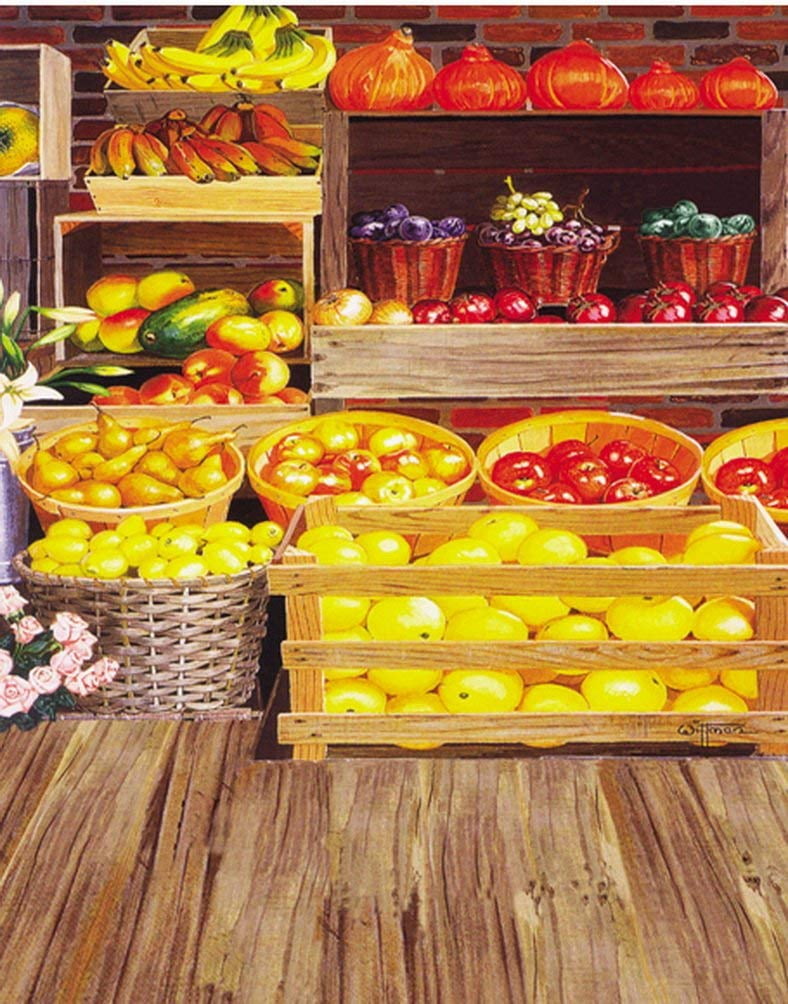 ABPHOTO Polyester All Kinds od Fruits Photography Backdrops Photo Props Studio Background 5x7ft