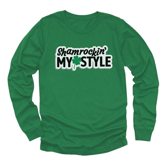 St Patricks Day Shamrocking My Style Longsleeve Youth Kids Long Sleeve T-Shirt Medium Green