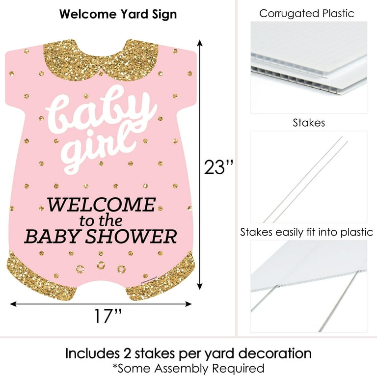 Big Dot of Happiness Hello Little One - Pink and Gold - Party Decorations -  It's A Girl Baby Shower Welcome Yard Sign