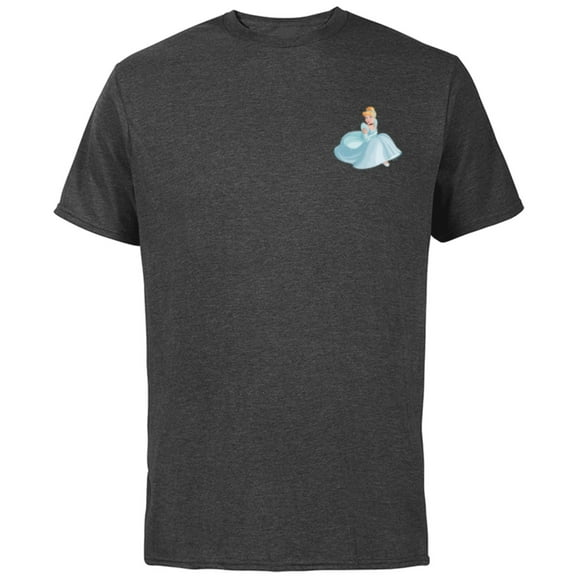 Disney Princess Cinderella Small Print - Short Sleeve Cotton T-Shirt for Adults - Customized-Charcoal